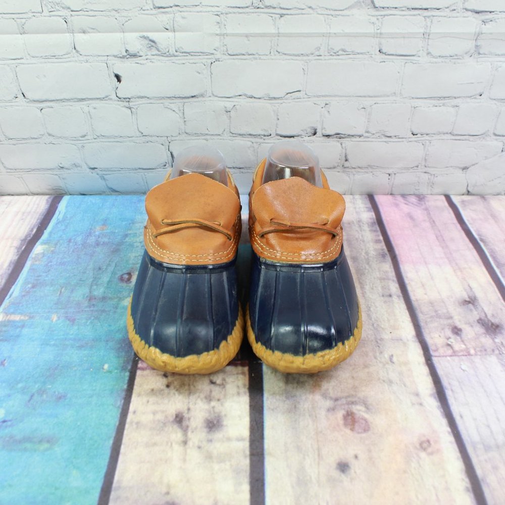 LL Bean Unlined Brown Leather Low Rubber Ankle Duck Boots Size 8 - Picture 5 of 9
